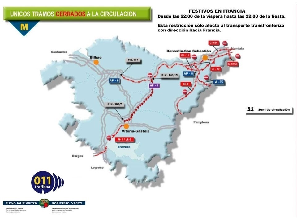 Restricciones circulación camiones en el País Vasco el 11 de noviembre